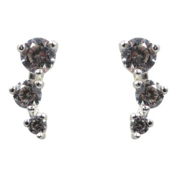 Sterling Silver stud earrings with Clear cubic zirconia stones.
