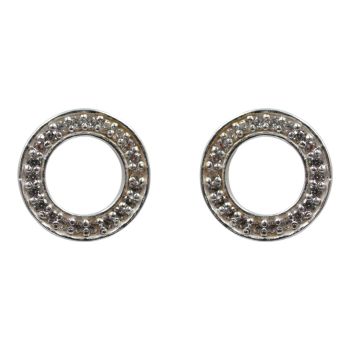 Sterling Silver stud earrings with Clear cubic zirconia stones.
