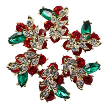 Venetti Diamante Christmas Wreath Brooch