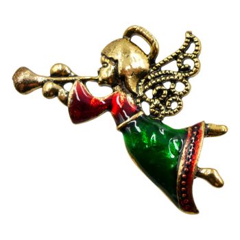 Venetti Enamelled Christmas Angel Brooch