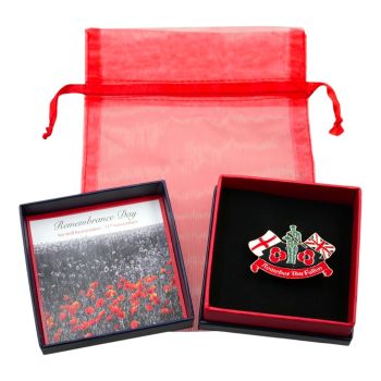 Boxed Enamelled Soldier & Poppy Brooch