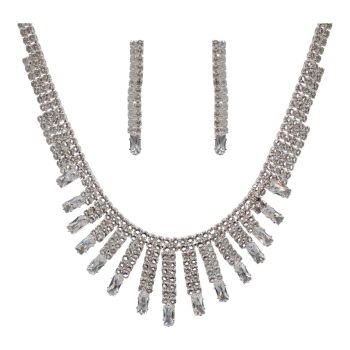 Diamante Necklace & Pierced Drop Earring Set