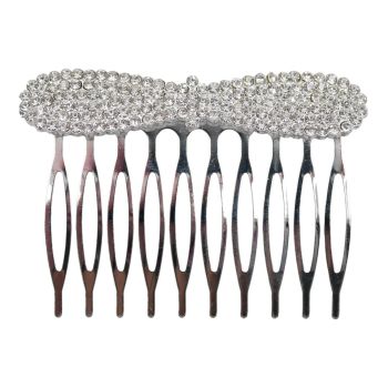 Rhodium colour plated comb with genuine Clear crystal stones bridal wedding 