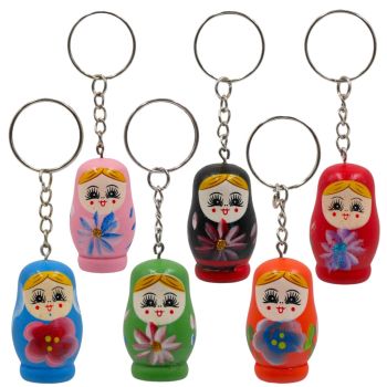 Assorted Wooden Doll Keyrings