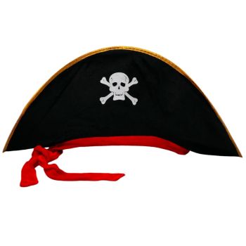 Velvet skull & crossbones print pirate hat fancy dress party Halloween 