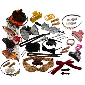 Mega hair accessory deal.
Includes a assortment of hair accessories in assorted styles, colours, shapes and sizes.
