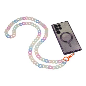 Translucent multicolour fashion acrylic crossbody phone chain.
