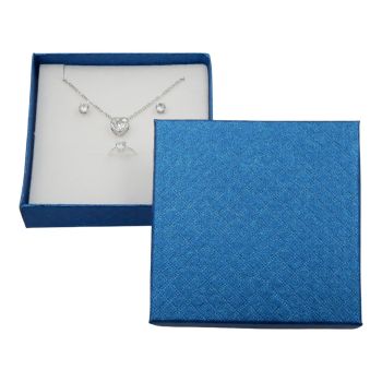 Slim line textured Navy card universal box with a White velvet covered foam insert.
