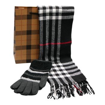 Gents Tartan Scarf & Gloves Gift Set