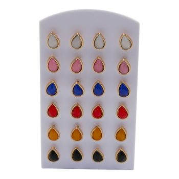 Assorted colour teardrop earrings stand