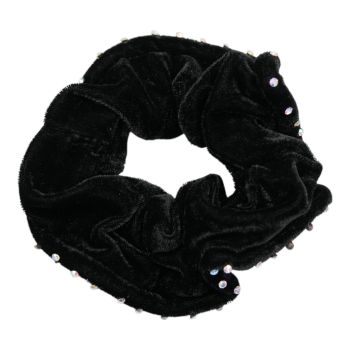 Black velvet scrunches with genuine AB crystal stones

Pack of 12