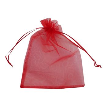 Extra extra large, organza downstring bags in Red.
Measuring approx 16.5cm x 22cm (16cm x 17cm usable space inside).
Pack of 12.