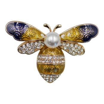 Diamante Bee brooch with imitation pearl