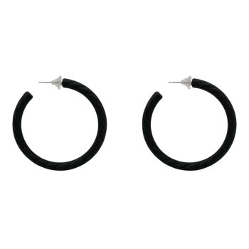 Rhodium colour plated, acrylic pierced hoop earrings.
With hypoallergenic backs.
