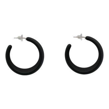 Rhodium colour plated, acrylic pierced hoop earrings.
With hypoallergenic backs.
