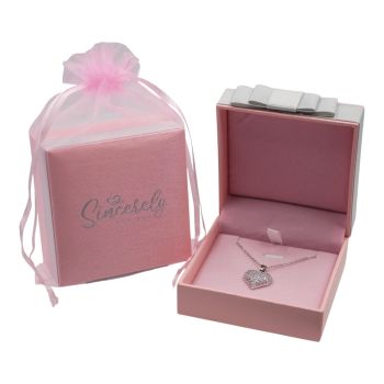 Boxed Diamante Heart Pendant Gift Set