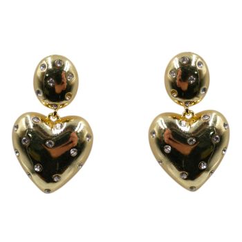 Diamante Pierced Heart Drop Earrings