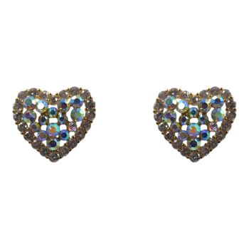 Diamante Pierced Heart Stud Earrings