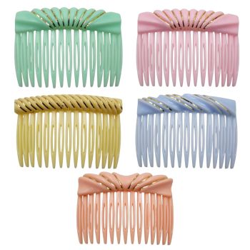 Acrylic hair combs in assorted designs and pastel colours
