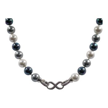 Venetti Infinity Diamante & Shell Pearl Bead Necklace