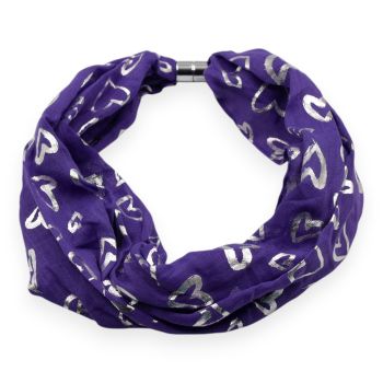 Magnetic Silver Foil Heart Print Scarf