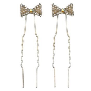 Venetti Bow Rhodium hair Pins