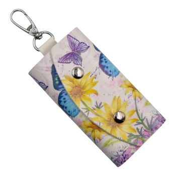 Leatherette floral and butterfly key case with Rhodium colour plated attachable hook; holds 5 keys.
Measuring approx. 15cm drop inc. hook X 6cm.
Outstretched case measuring 17cm X 10.5cm.
Pack of 6 assorted.