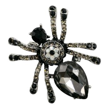 Venetti collection, Oxidised Rhodium colour plated, spider design brooch with genuine crystal stones.
