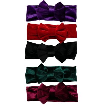 School colours wide velvet bow Kylie bands.
Measuring approx 5.3cm wide.
Assortment of colours.
Pack of 5 