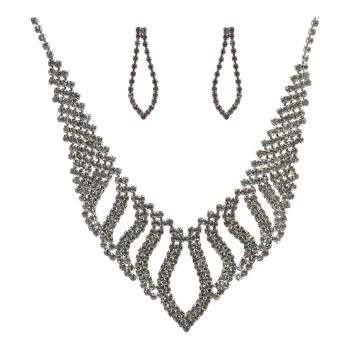 Diamante Necklace & Pierced Drop Earring Set