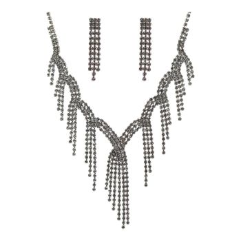 Diamante Necklace & Pierced Drop Earring Set