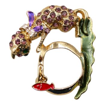 Venetti Diamante & Enamel Cat Brooch