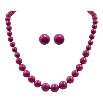 Venetti Glass Pearl Necklace & Stud Earrings Set