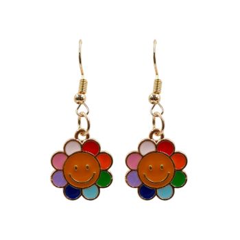 Venetti Enamelled Flower Pierced Drop Earrings