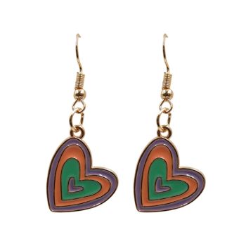 Venetti Enamelled Heart Pierced Drop Earrings