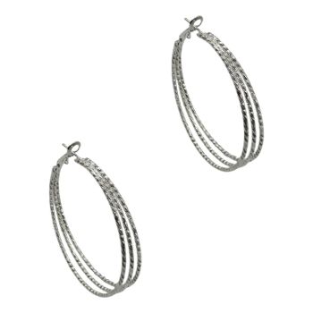 Gold or Rhodium colour plated pierced hoop earrings.
