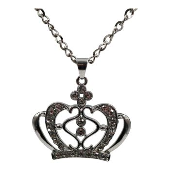 Gold or Rhodium colour plated XXL crown design pendant with genuine Clear crystal stones
