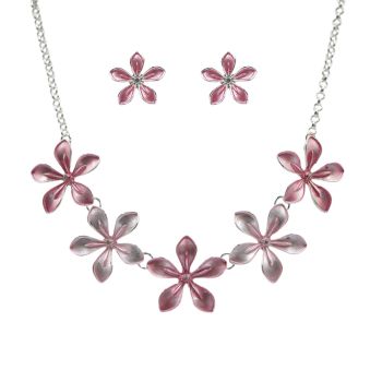 Venetti Diamante & Enamel Flower Necklace set