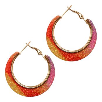 Glitter Pierced Hoop Earrings