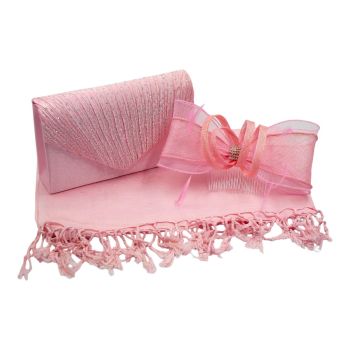 Ladies Occasion Matching Fascinator Evening Bag & Scarf Set