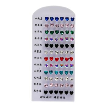 Assorted Crystal Heart Pierced Stud Earring Stand