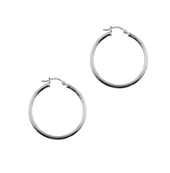 Silver creole hoop earrings.
Measuring approx. 3.5cm in diameter.