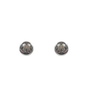 Rhodium plated sterling Silver stud earrings with Clear cubic zirconia stones.
