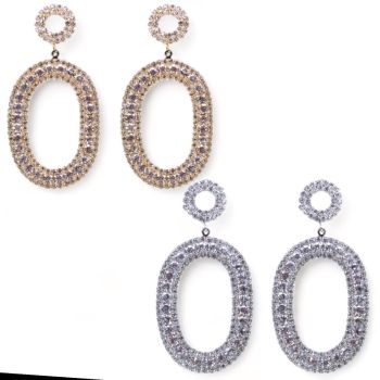 Ladies diamante  pierced drop earrings with genuine crystal stones .

Available in Gold Colour plating or Rhodium colour plating .

Sold as a pack of 3 per colour or 4 assorted .

Size approx 7 x 4 cm 