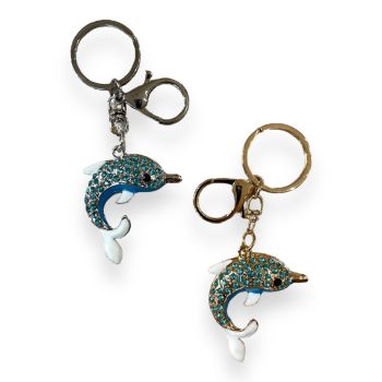 Dolphin bag charm  with  genuine crystal stones and enamel detail  Available in Gold colour plating and Rhodium colour plating .

Sold as a pack of 3 per colour or 4 assorted .

Size approx .Dolphin 5 x 4 cm  ,Total size 11 cm .