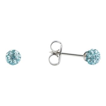 Studex stainless steel, sensitive fireball stud earrings with Aqua Marine crystal stones.
Sensitive range are hypo-allergenic and ideal for sensitive ears.
Measuring 4.5mm in diameter.
