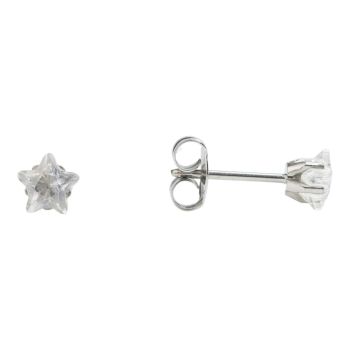 Studex Sensitive Stainless Steel 5mm Star Clear CZ Stud Earrings