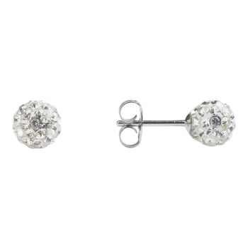 Studex Sensitive Stainless Steel 6mm Fireball Clear Crystal Stud Earrings