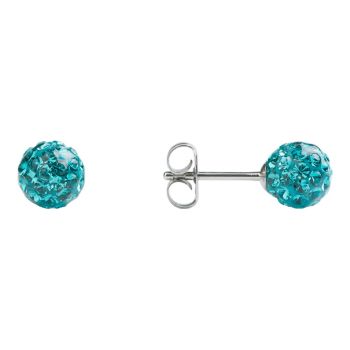 Studex Sensitive Stainless Steel 6mm Fireball Blue Zircon Crystal Stud Earrings