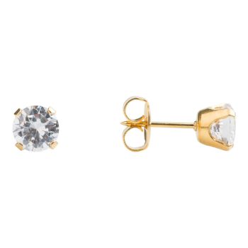 Studex Sensitive Gold Plated 6mm Clear CZ Stud Earrings